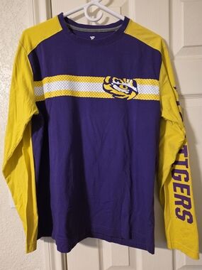 Fanatics Purple and Gold Long Sleeve Lsu Tigers Crew Shirt